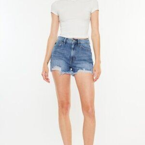 Hazel Blues® |  Kancan Distressed Raw Hem High Waist Denim Shorts